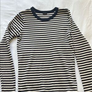 J.Crew Navy and White Striped Long Sleeve Shirt